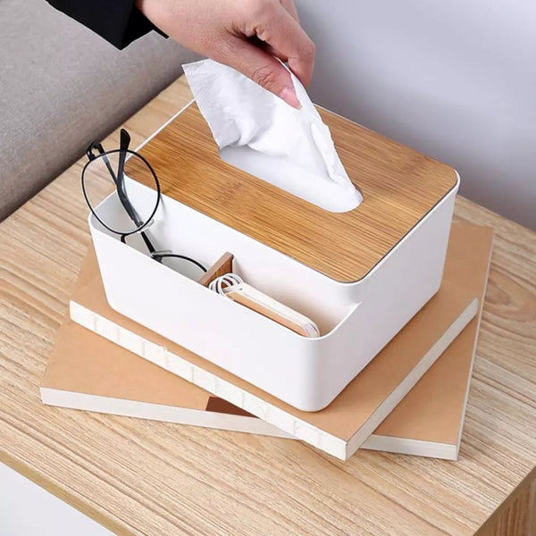 Bamboo Top 2 Partition Tissue Box