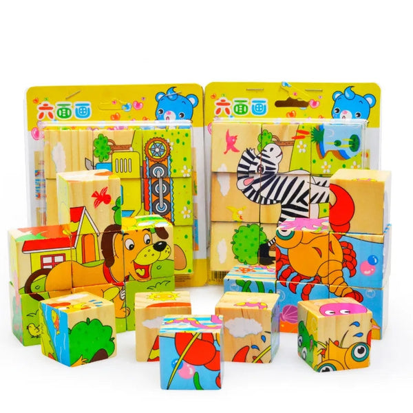 9 Blocks Wooden Cartoon Puzzle