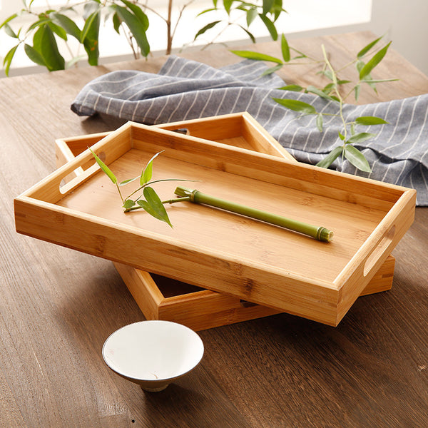 Wood Bamboo Tray Set of 3