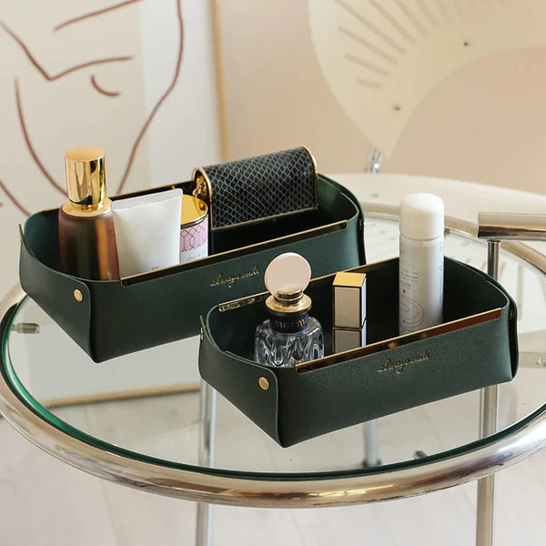 Faux Leather Cosmetic Tray