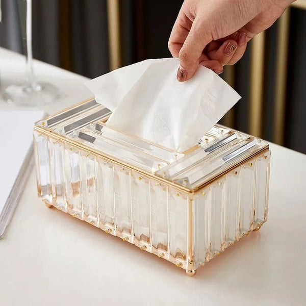 Crystal glass tissue box