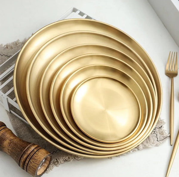 Luxury Stainless Steel Round Serving Plates