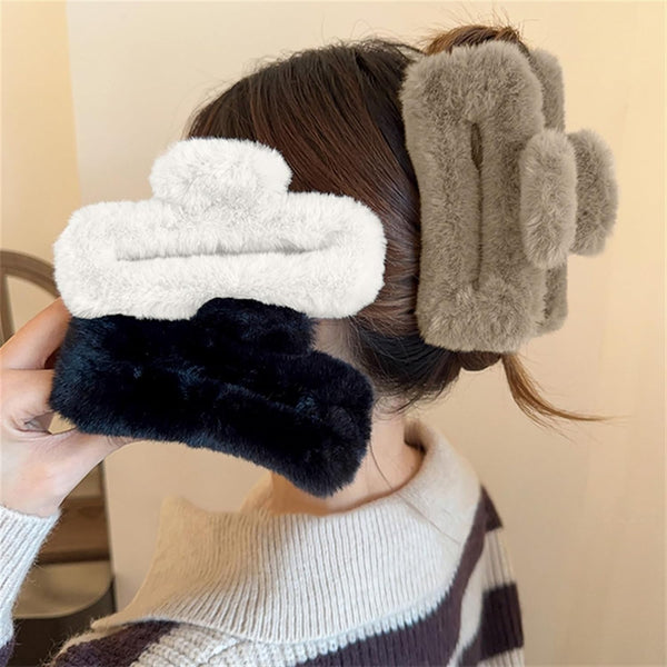 Women fuzzy plushy hair clip