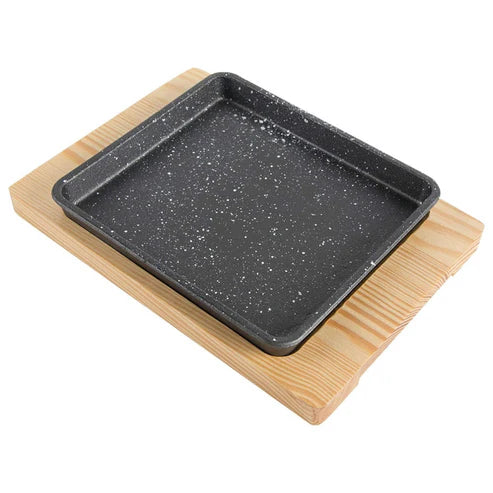 Sizzling Tray With Bamboo Base