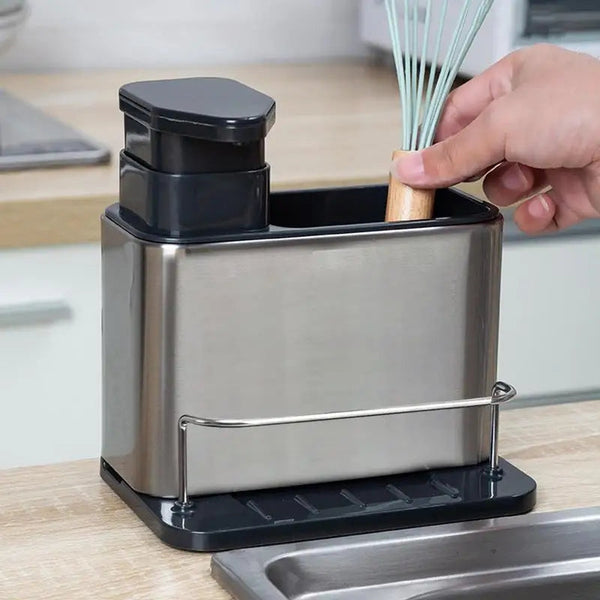 Metal Sink Tidy With Soap Dispenser