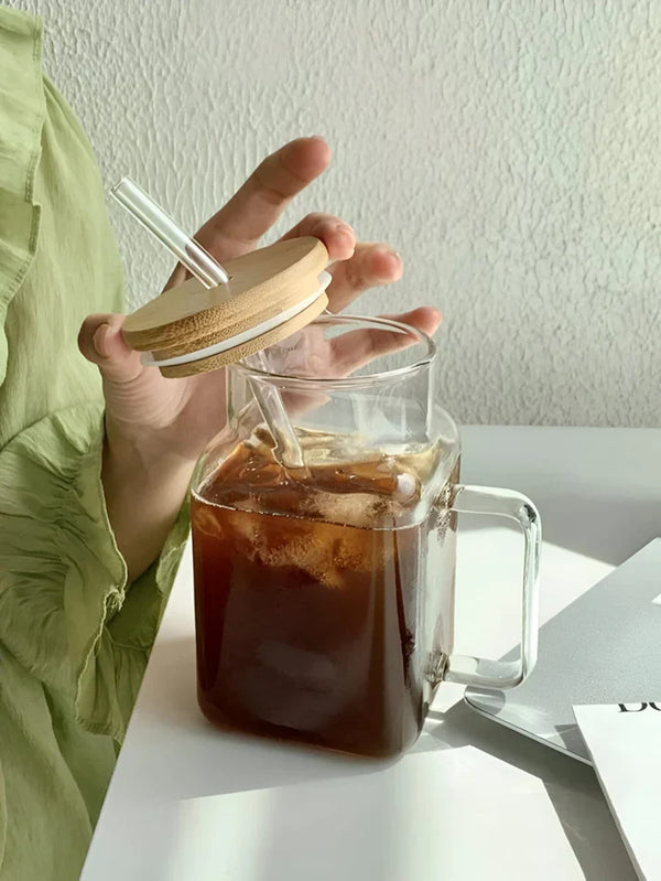 Square Glass Tumbler With Handle