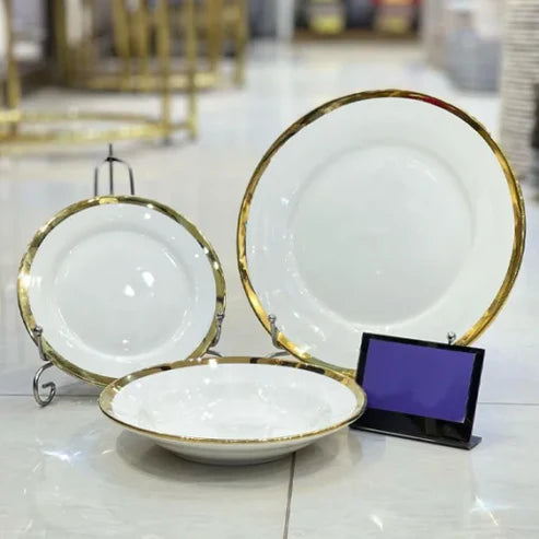 Golden Line Porcelain Plate Set of 18